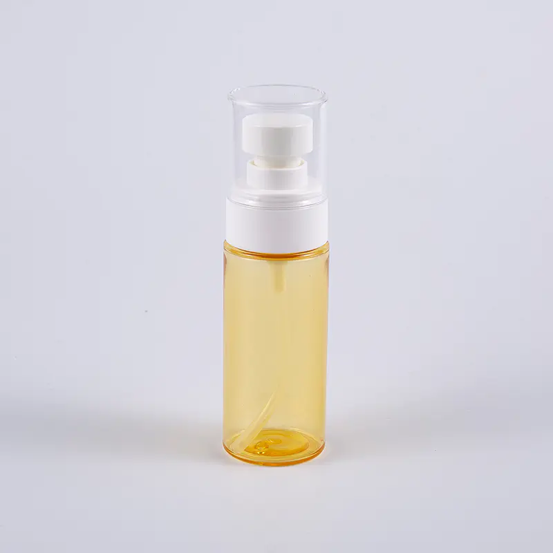 Halbtransparente, farbige, runde 50-ml-Lotionsflasche aus PETG mit dicker Wand und Kunststoff-Sprühpumpe 