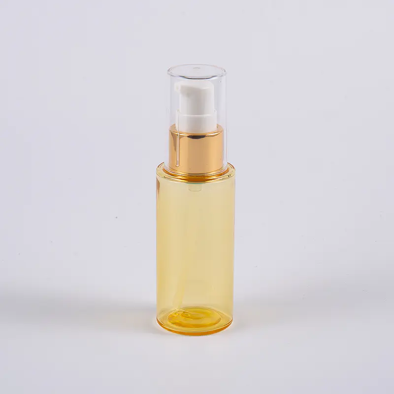 Halbtransparente Farbe, runde Form, 50 ml, dickwandige PETG-Lotionsflasche mit Pumpe 