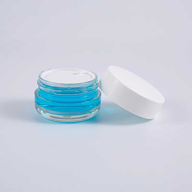 Transparentes, rundes, dickwandiges PETG-Cremeglas mit 50 g und weißem Schraubverschluss