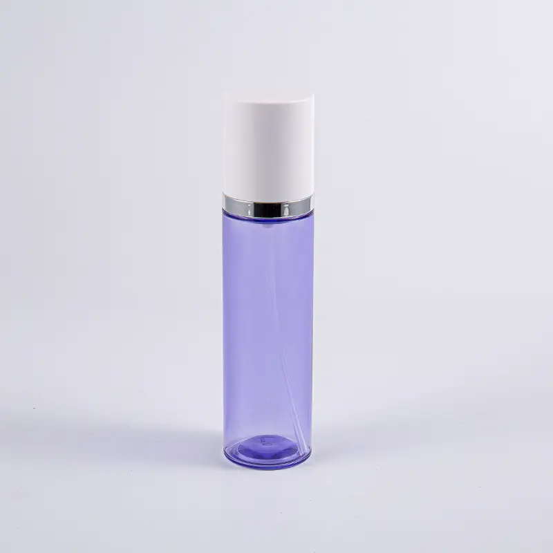 Lilafarbene runde 35-ml-Serumlotionsflasche mit Aluminiumpumpe