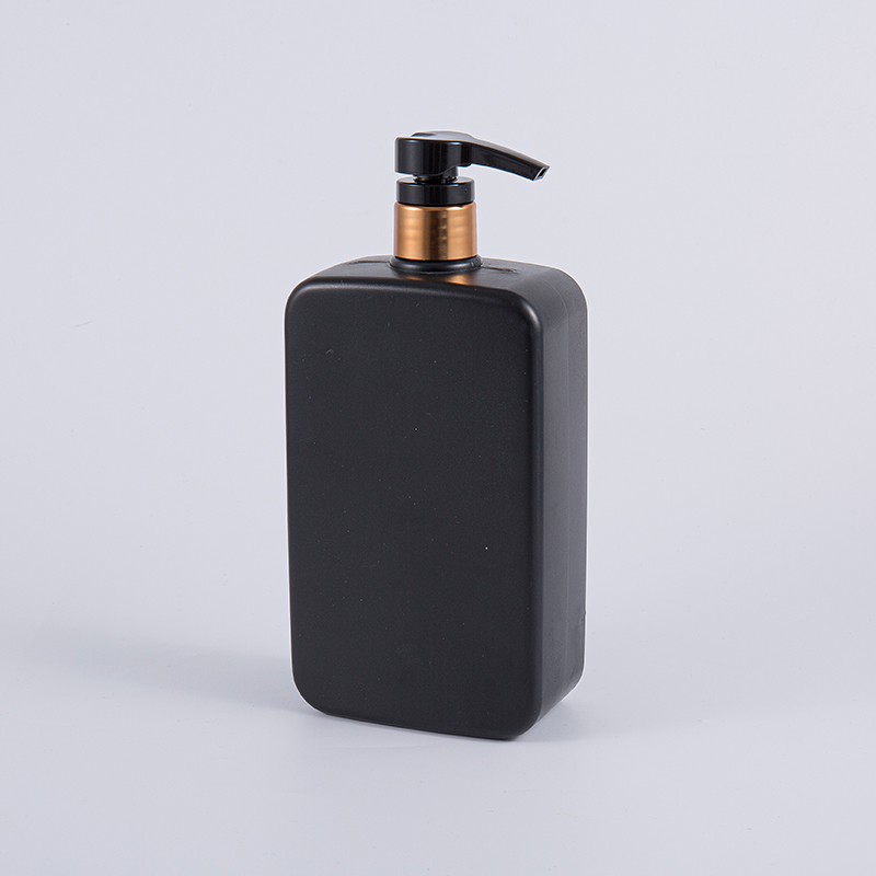Solide schwarze, quadratische 1000-ml-PE-Shampoo-Pump-Reinigungsflasche
