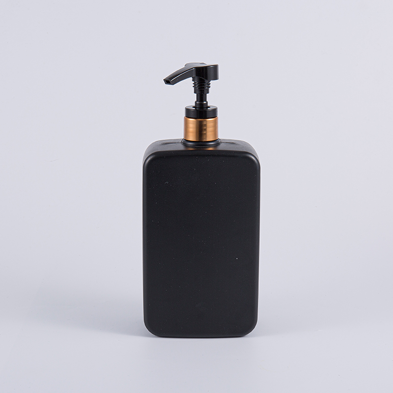 Solide schwarze, quadratische 1000-ml-PE-Shampoo-Pump-Reinigungsflasche