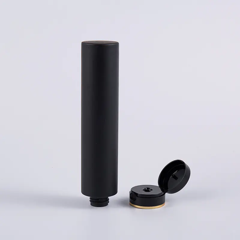 Schwarze Soft-Touch-runde umgekehrte 250-ml-PE-Haarspülungs-Reinigungsflasche mit Klappverschluss